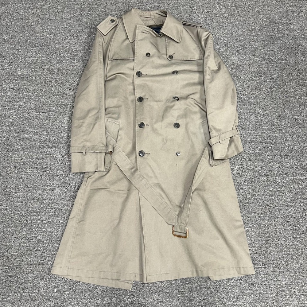Christian Dior Trench Coat Mens 40 Tan Khaki Double Breasted Wool Liner Vintage